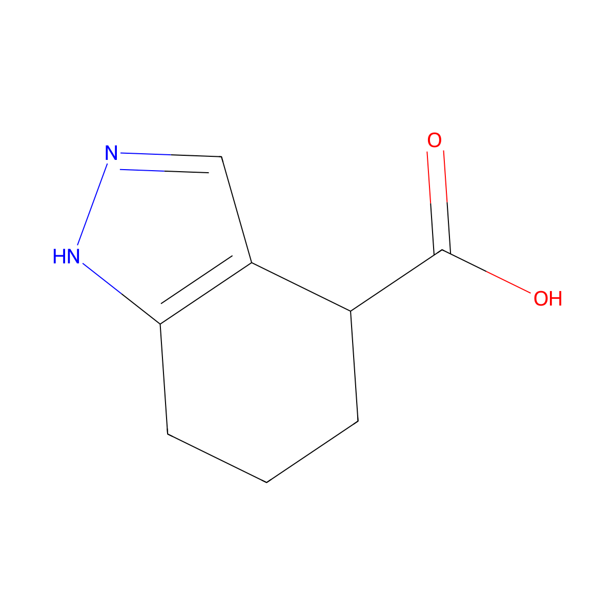 4,5,6,7-tetrahydro-1H-indazole-4-carboxylic acid molecular structure, CAS 1384429-83-7