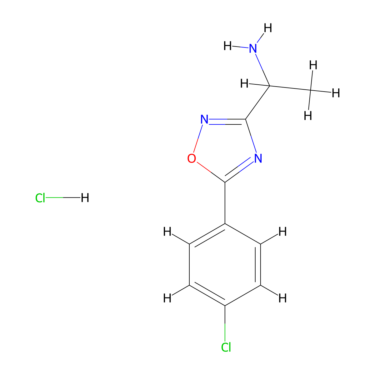 1-[5-(4-Chlorophenyl)-1,2,4-oxadiazol-3-yl]ethan-1-amine hydrochloride molecular structure, CAS 1384429-93-9