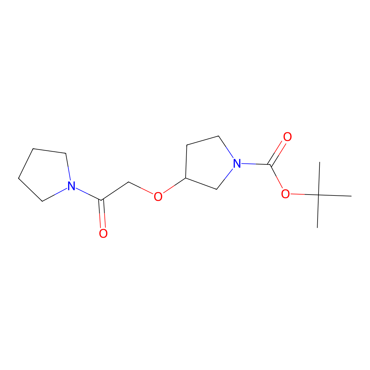 Tert-butyl 3-[2-oxo-2-(pyrrolidin-1-yl)ethoxy]pyrrolidine-1-carboxylate molecular structure, CAS 1384429-94-0