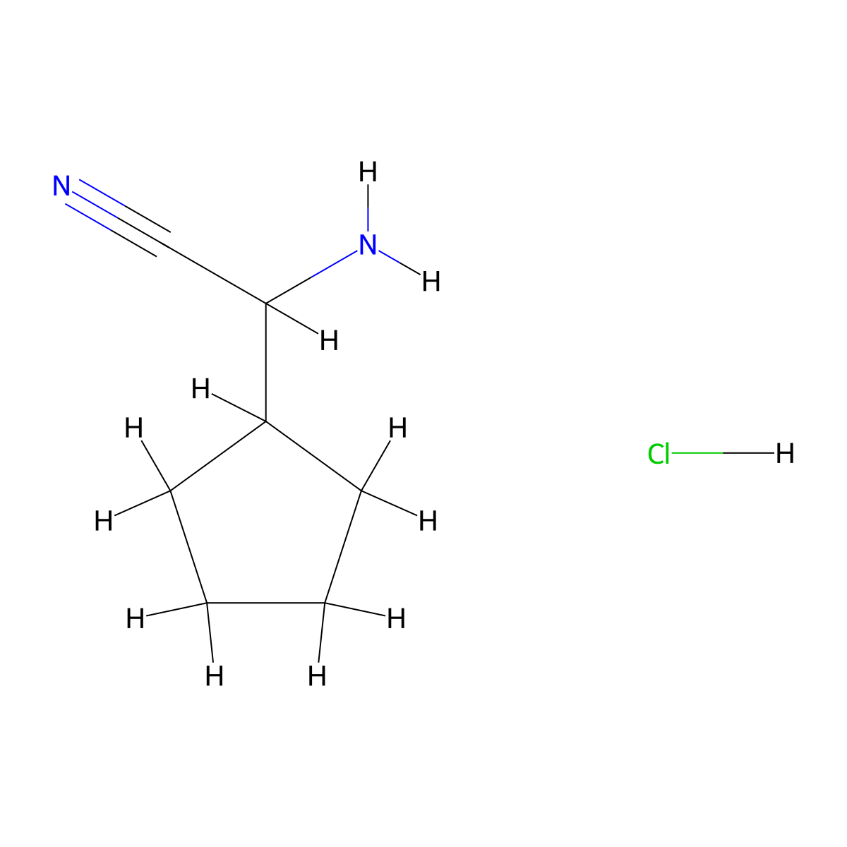 2-Amino-2-cyclopentylacetonitrile hydrochloride molecular structure, CAS 1384429-97-3