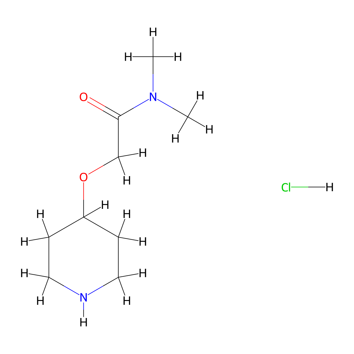 N,N-dimethyl-2-(piperidin-4-yloxy)acetamide hydrochloride molecular structure, CAS 1384430-00-5