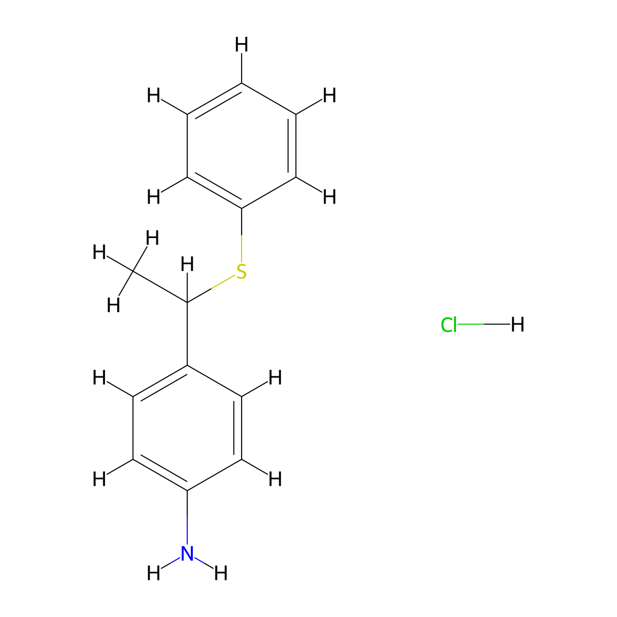 4-[1-(Phenylsulfanyl)ethyl]aniline hydrochloride molecular structure, CAS 1384430-01-6