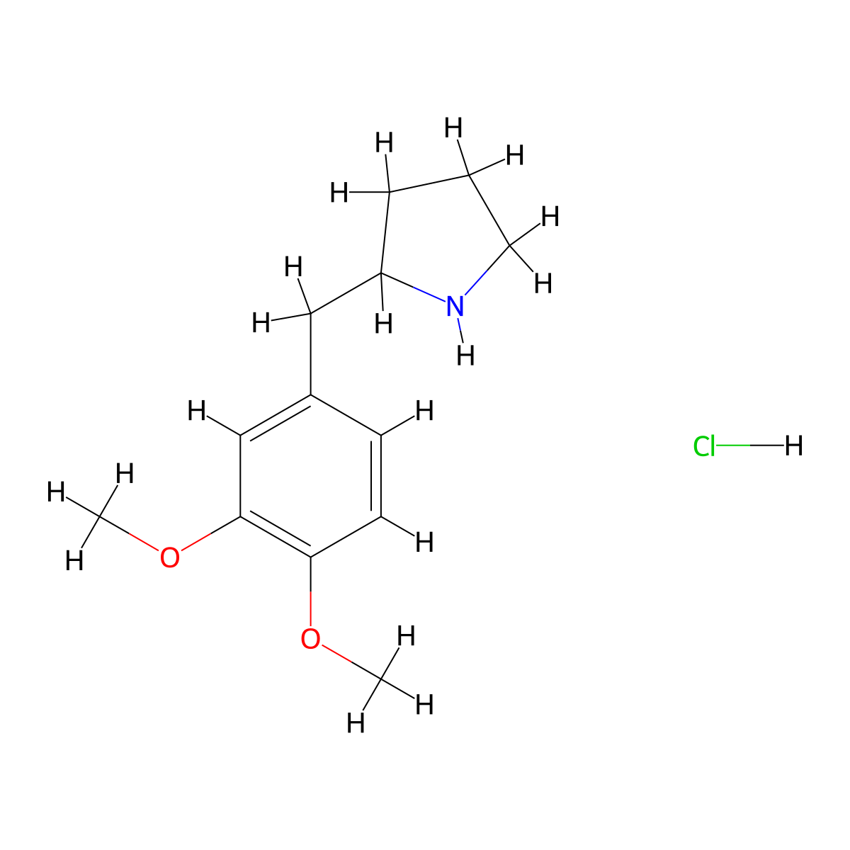 2-[(3,4-Dimethoxyphenyl)methyl]pyrrolidine hydrochloride molecular structure, CAS 1384430-02-7