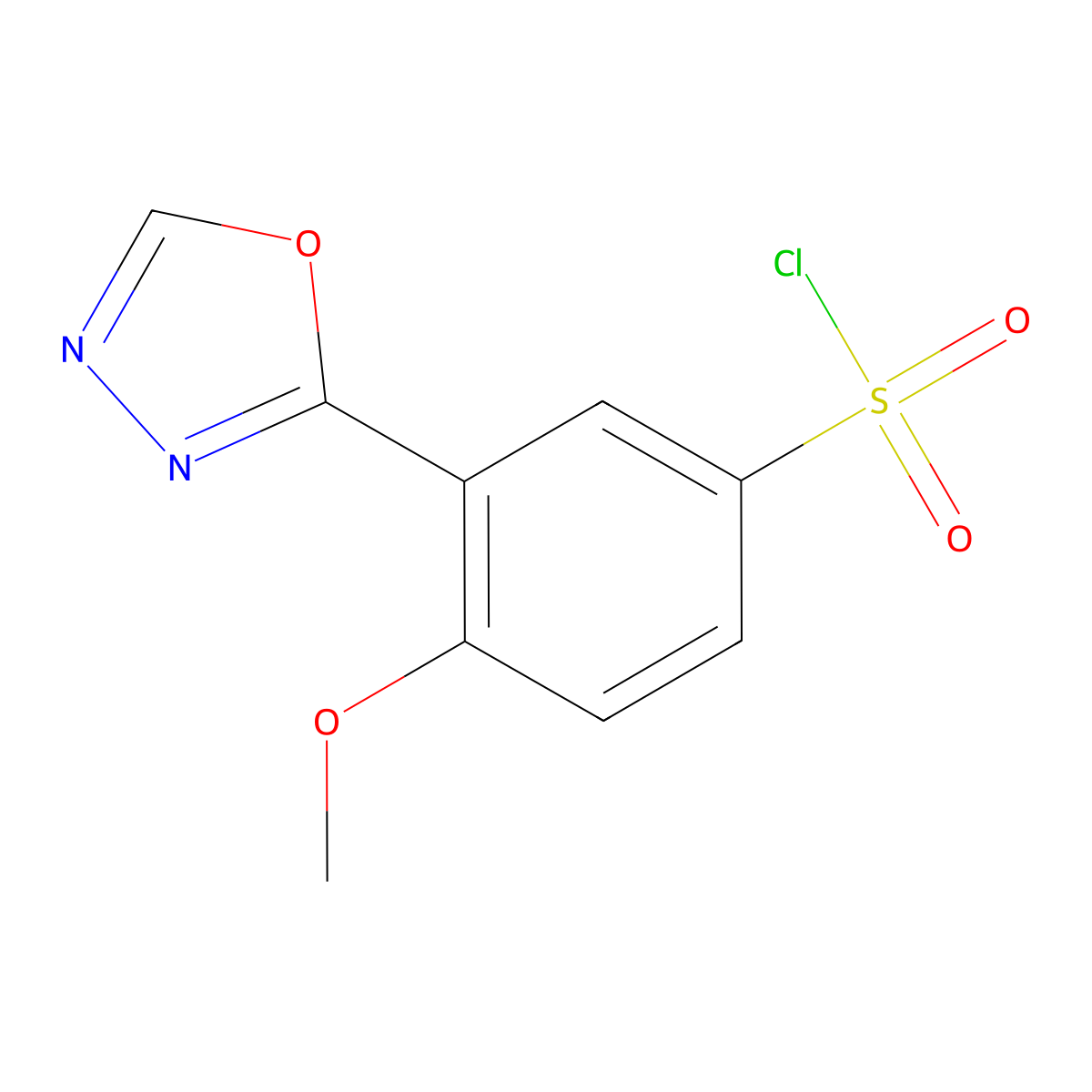 4-Methoxy-3-(1,3,4-oxadiazol-2-yl)benzene-1-sulfonyl chloride molecular structure, CAS 1384430-05-0