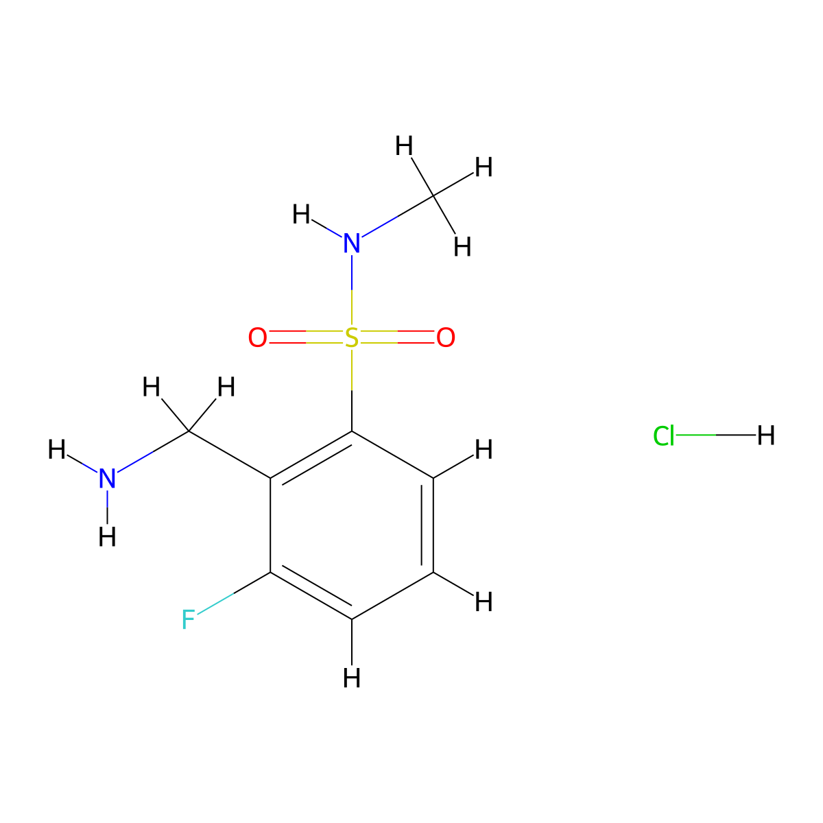 2-(aminomethyl)-3-fluoro-N-methylbenzene-1-sulfonamide hydrochloride molecular structure, CAS 1384430-07-2