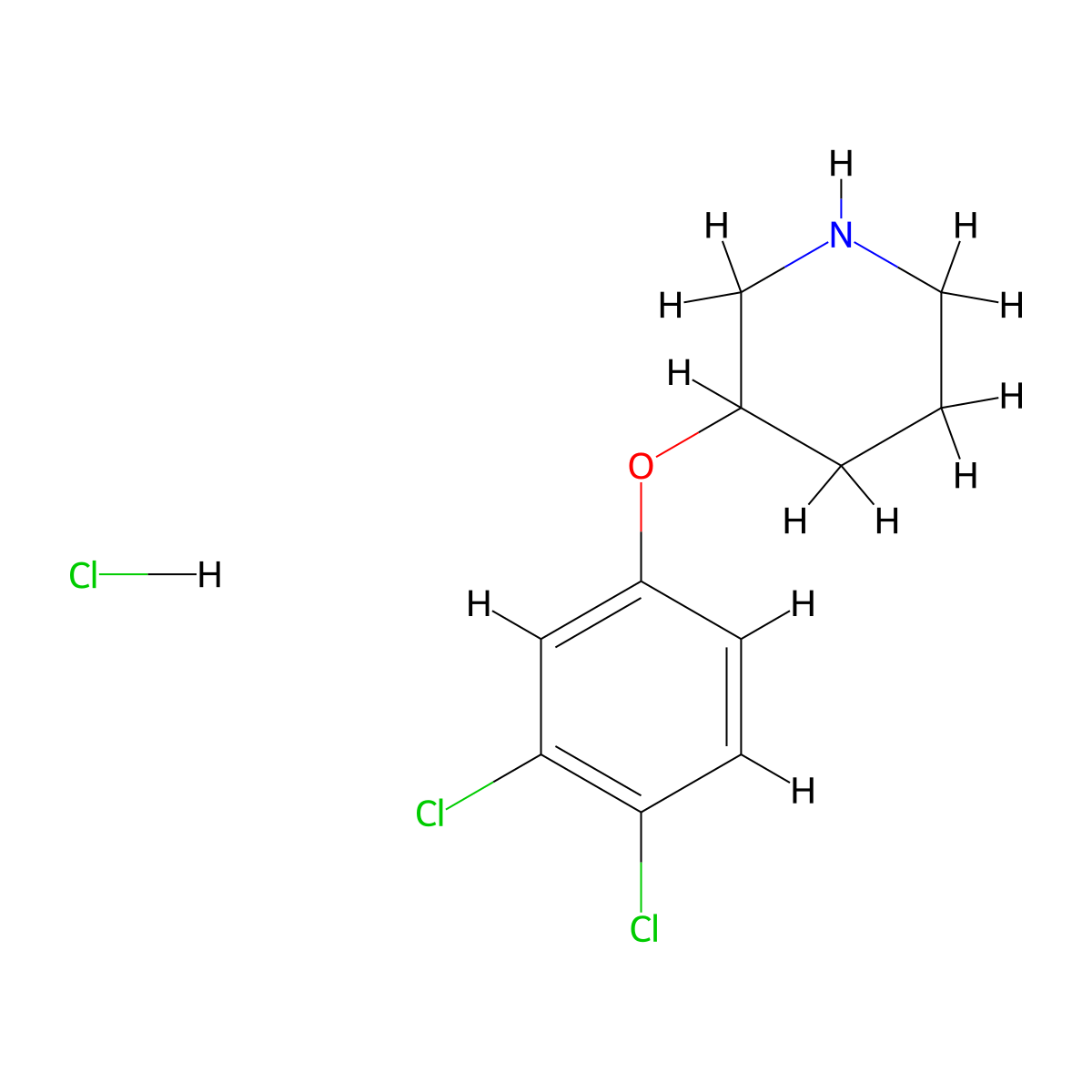 3-(3,4-Dichlorophenoxy)piperidine hydrochloride molecular structure, CAS 1384430-09-4