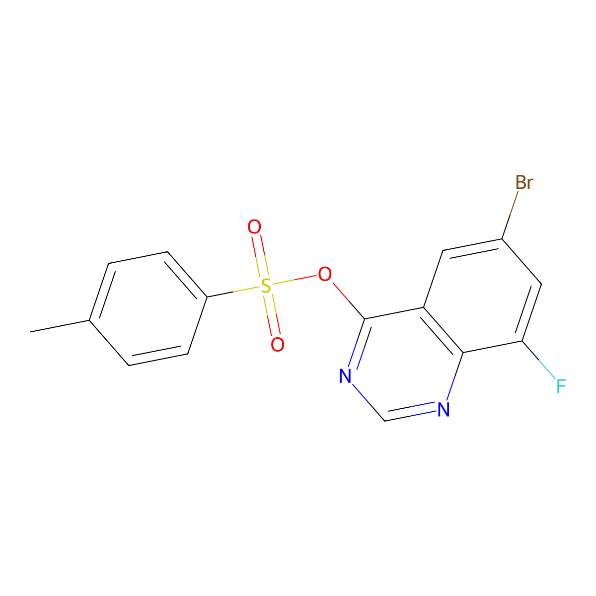 6-Bromo-8-fluoroquinazolin-4-yl 4-methylbenzene-1-sulfonate molecular structure, CAS 1384430-21-0