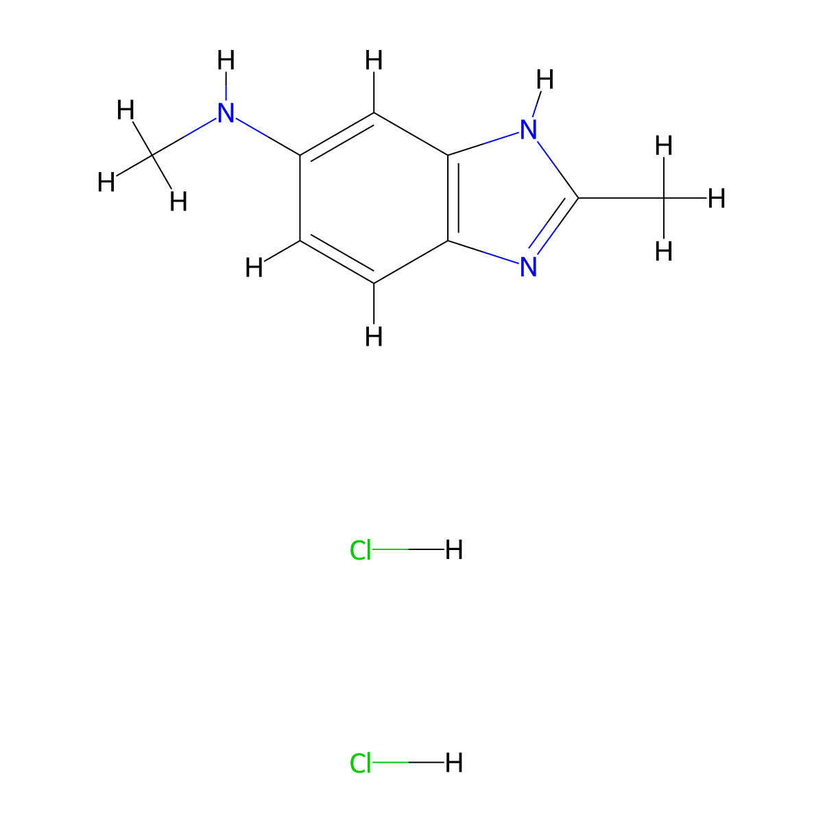 N,2-dimethyl-1H-1,3-benzodiazol-5-amine dihydrochloride molecular structure, CAS 1384430-25-4