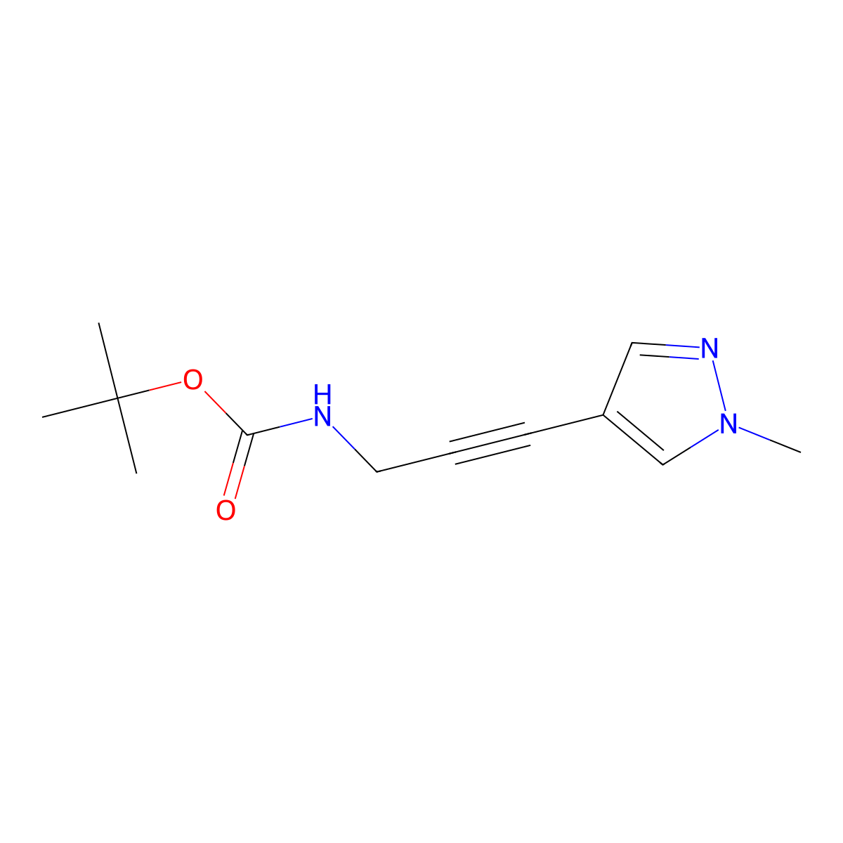 tert-butyl N-[3-(1-methyl-1H-pyrazol-4-yl)prop-2-yn-1-yl]carbamate molecular structure, CAS 1384430-28-7