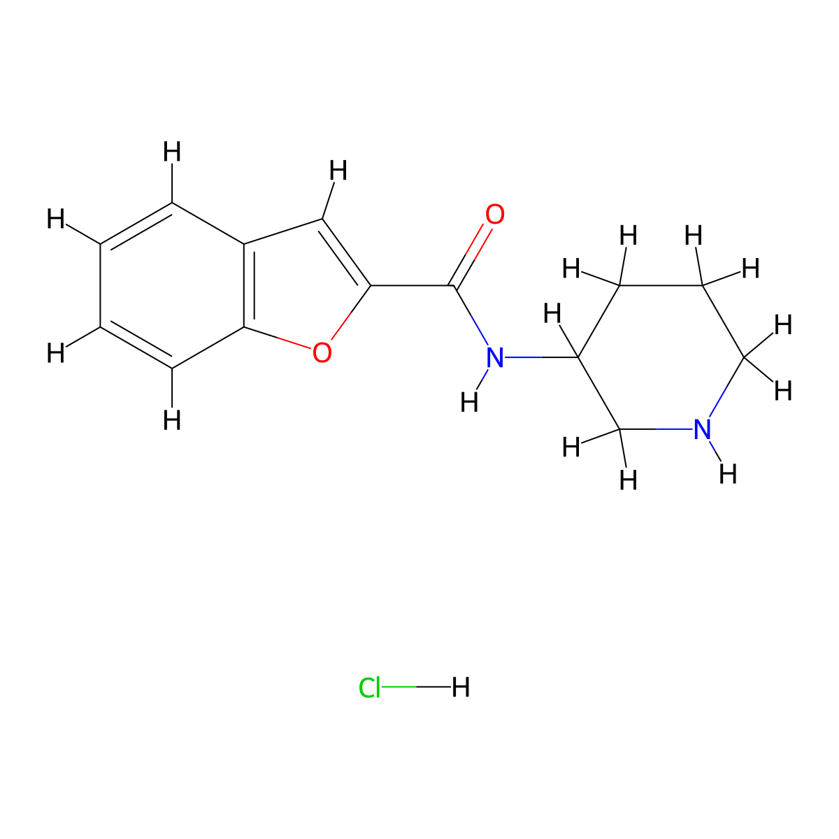 N-(piperidin-3-yl)-1-benzofuran-2-carboxamide hydrochloride molecular structure, CAS 1384430-31-2