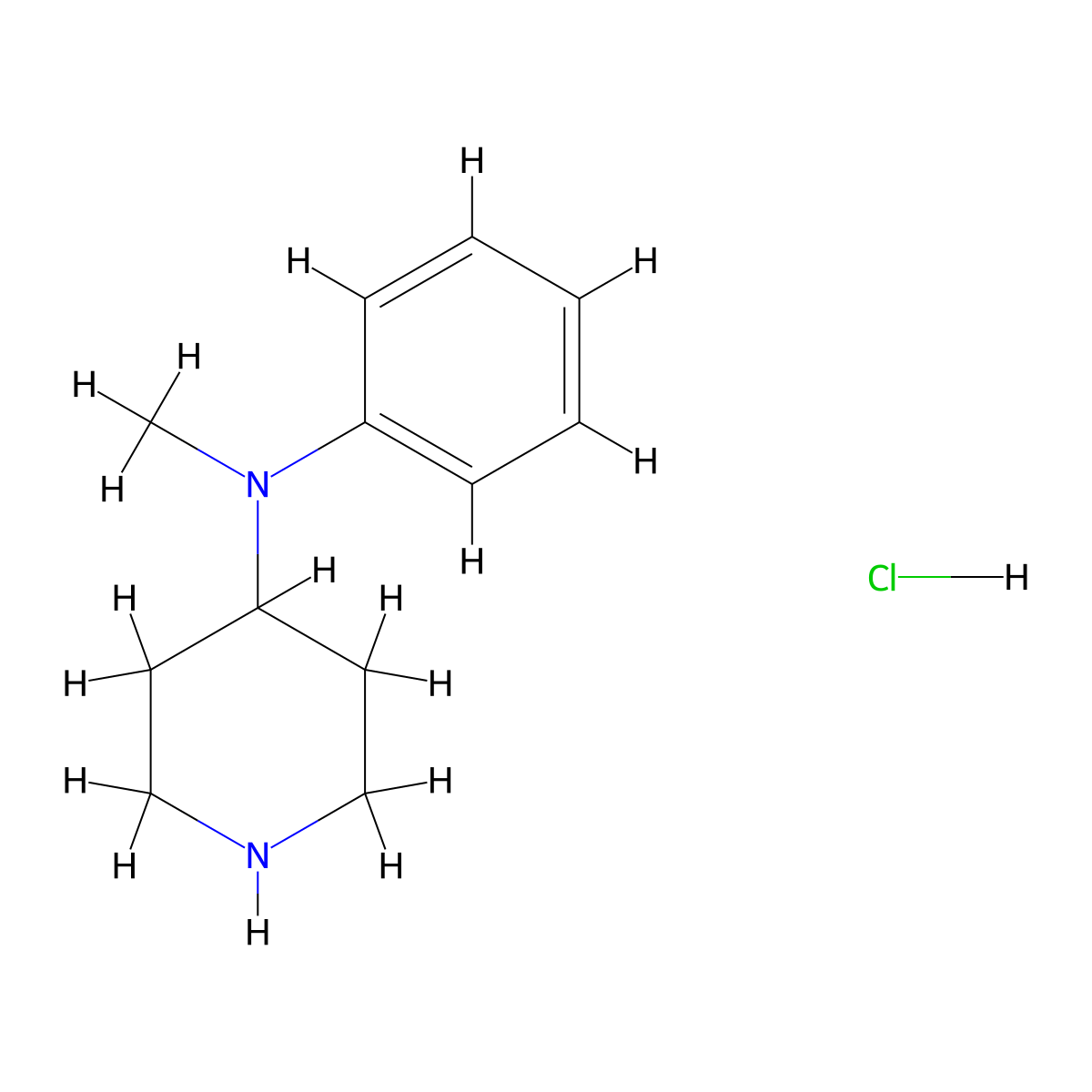 N-methyl-N-phenylpiperidin-4-amine hydrochloride molecular structure, CAS 1384430-38-9