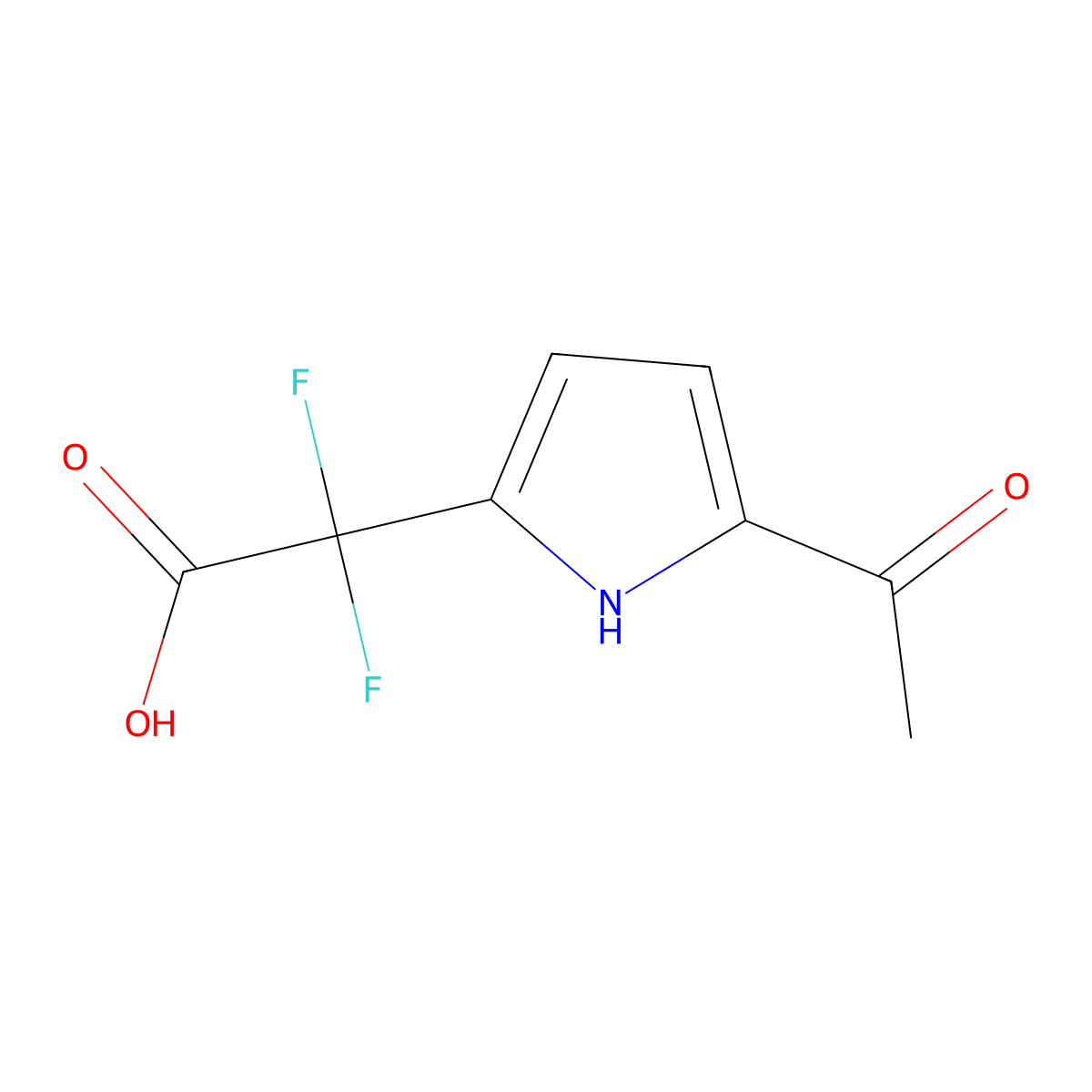 2-(5-acetyl-1H-pyrrol-2-yl)-2,2-difluoroacetic acid molecular structure, CAS 1384430-39-0