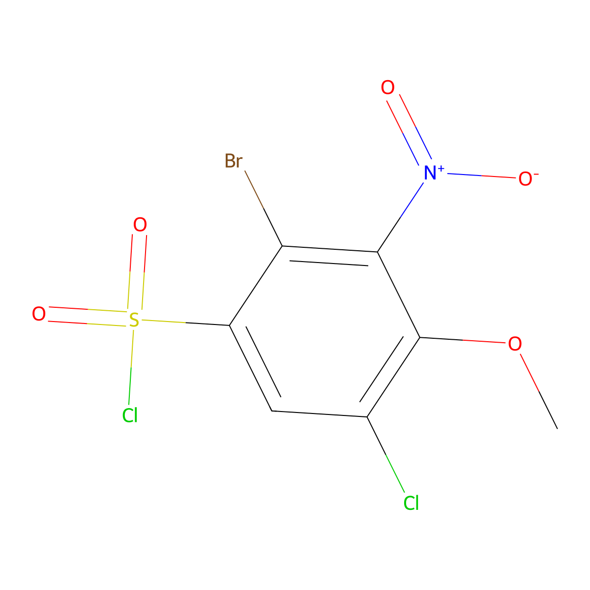 2-Bromo-5-chloro-4-methoxy-3-nitrobenzene-1-sulfonyl chloride molecular structure, CAS 1384430-41-4