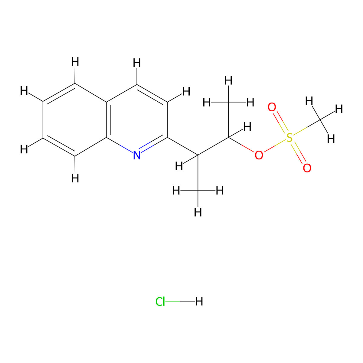 3-(Quinolin-2-yl)butan-2-yl methanesulfonate hydrochloride molecular structure, CAS 1384430-47-0