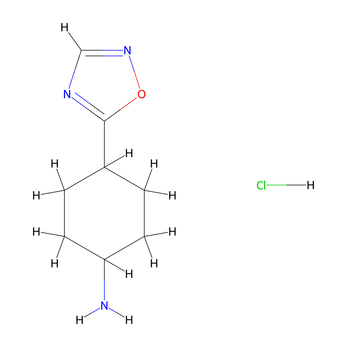 4-(1,2,4-Oxadiazol-5-yl)cyclohexan-1-amine hydrochloride molecular structure, CAS 1384430-51-6