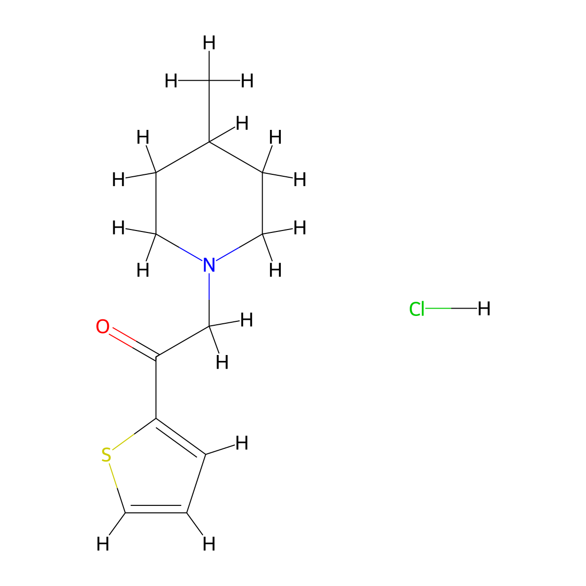 2-(4-Methylpiperidin-1-yl)-1-(thiophen-2-yl)ethan-1-one hydrochloride molecular structure, CAS 1384430-55-0