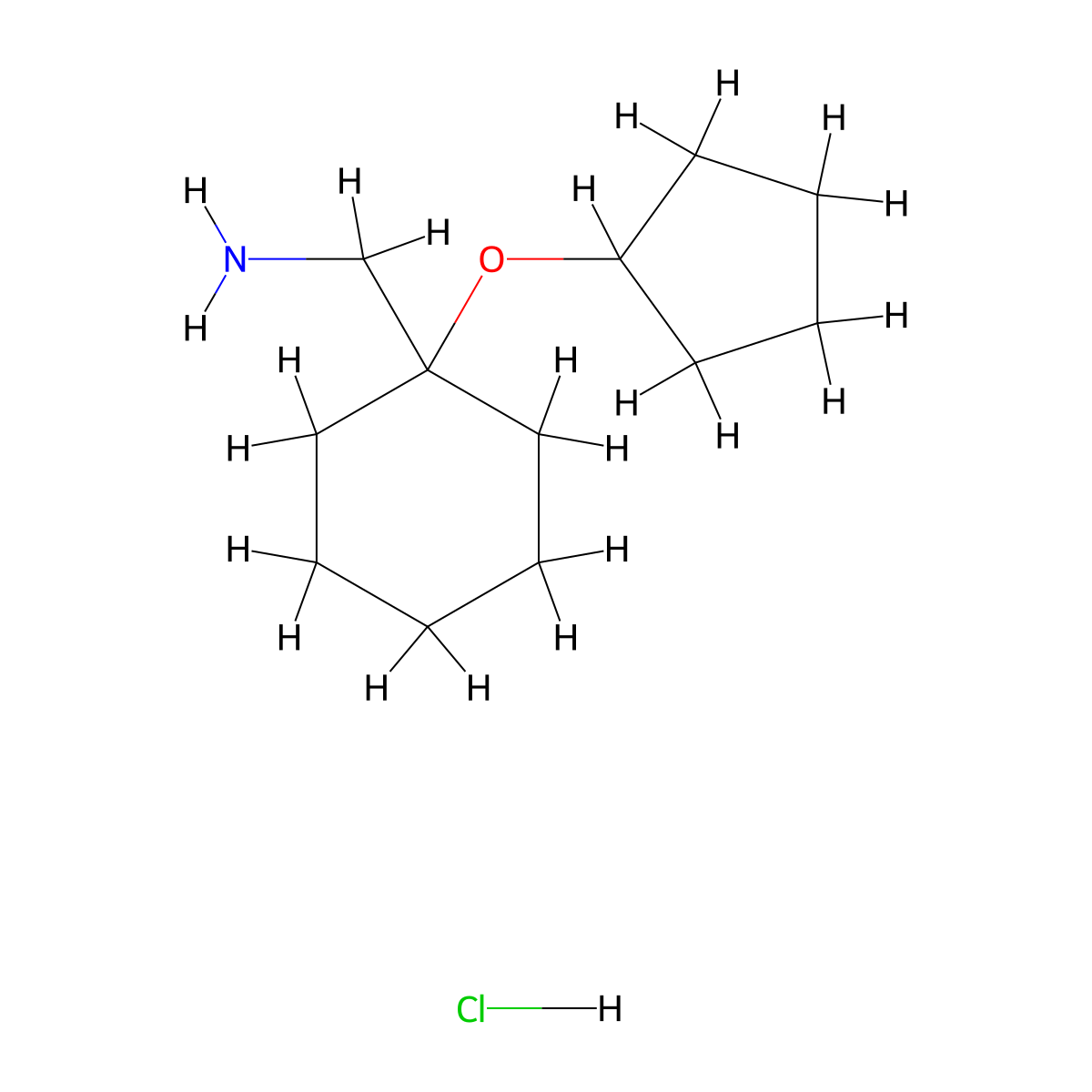 [1-(Cyclopentyloxy)cyclohexyl]methanamine hydrochloride molecular structure, CAS 1384430-56-1