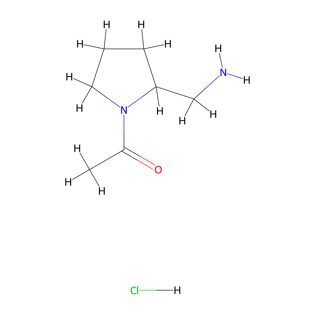 1-[2-(Aminomethyl)pyrrolidin-1-yl]ethan-1-one hydrochloride molecular structure, CAS 1384430-59-4