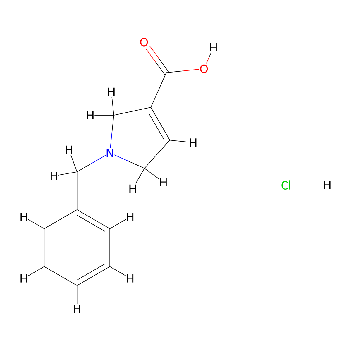 1-benzyl-2,5-dihydro-1H-pyrrole-3-carboxylic acid hydrochloride molecular structure, CAS 1384430-61-8