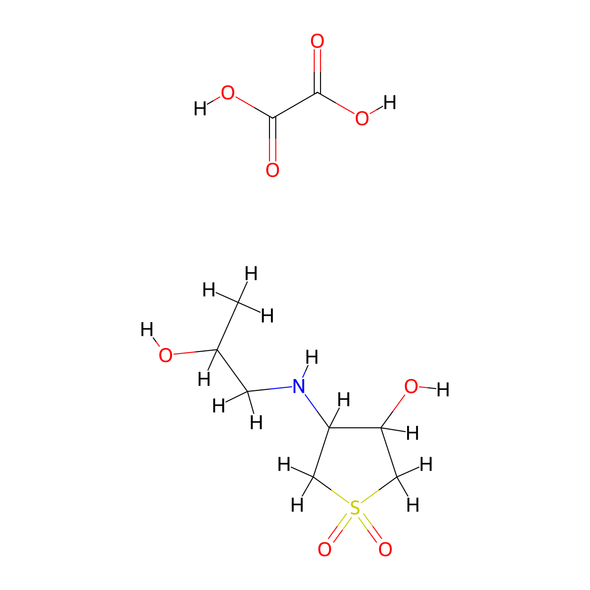 3-Hydroxy-4-[(2-hydroxypropyl)amino]-1$l^{6}-thiolane-1,1-dione; oxalic acid molecular structure, CAS 1384430-65-2