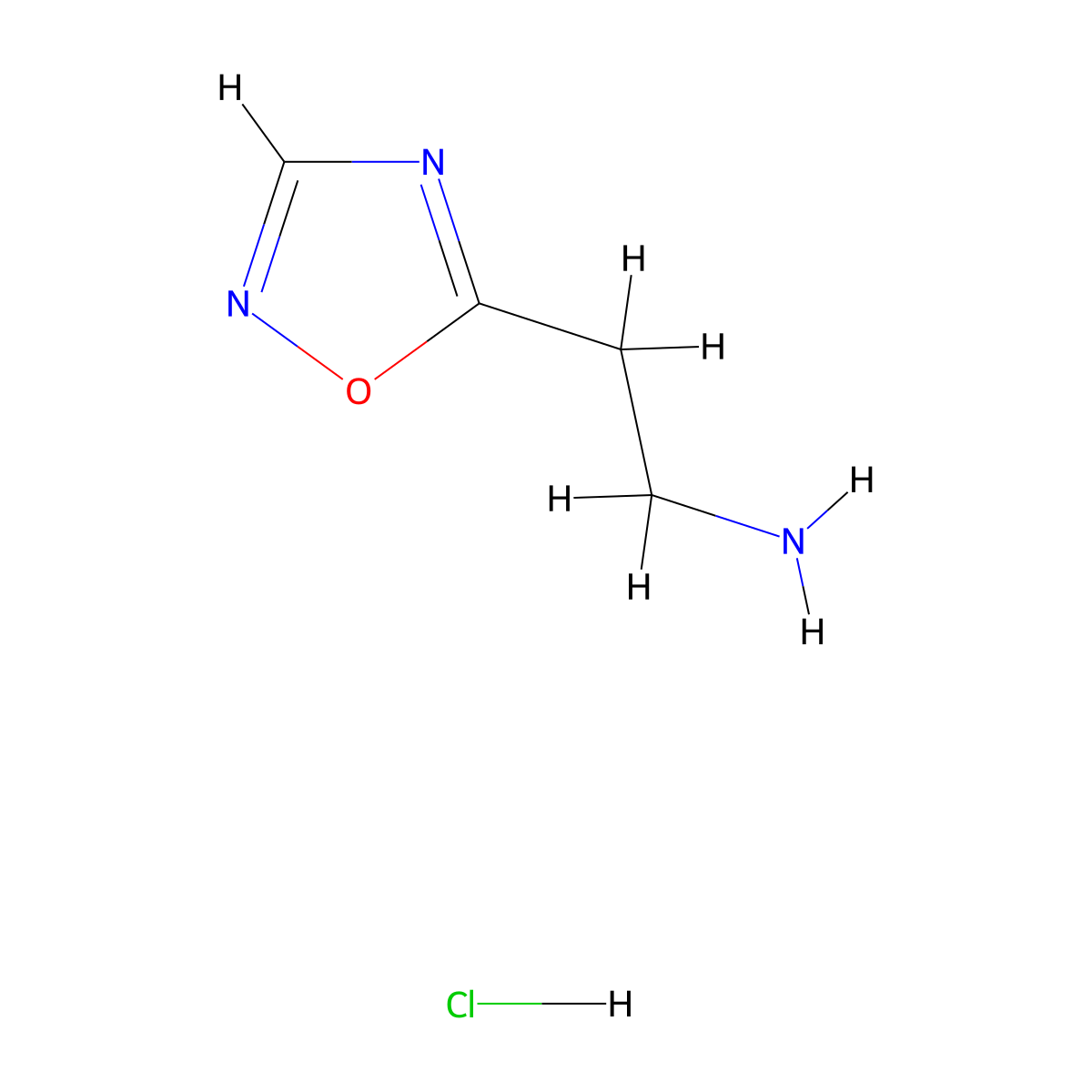 2-(1,2,4-Oxadiazol-5-yl)ethan-1-amine hydrochloride molecular structure, CAS 1384430-69-6