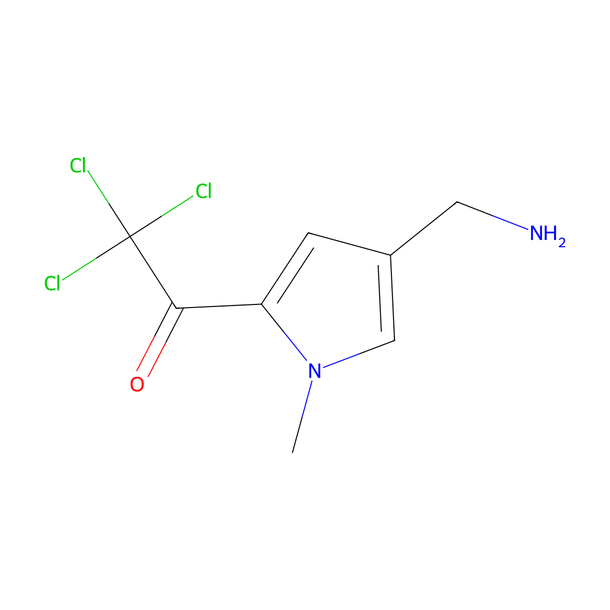 1-[4-(aminomethyl)-1-methyl-1H-pyrrol-2-yl]-2,2,2-trichloroethan-1-one molecular structure, CAS 1384430-78-7