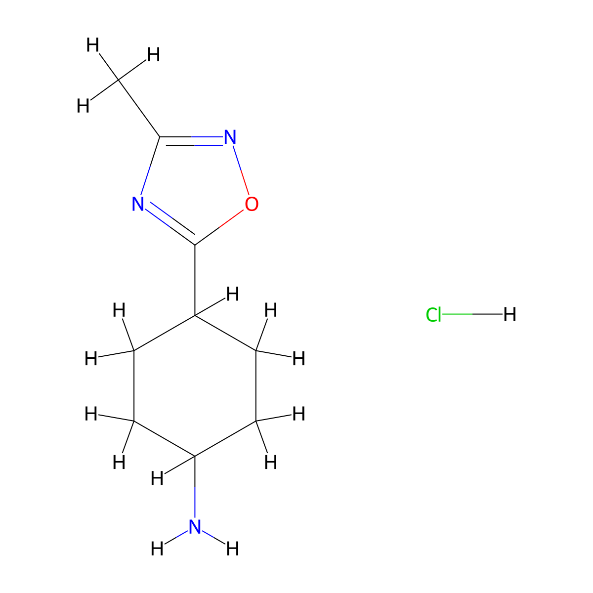 4-(3-Methyl-1,2,4-oxadiazol-5-yl)cyclohexan-1-amine hydrochloride molecular structure, CAS 1384430-79-8