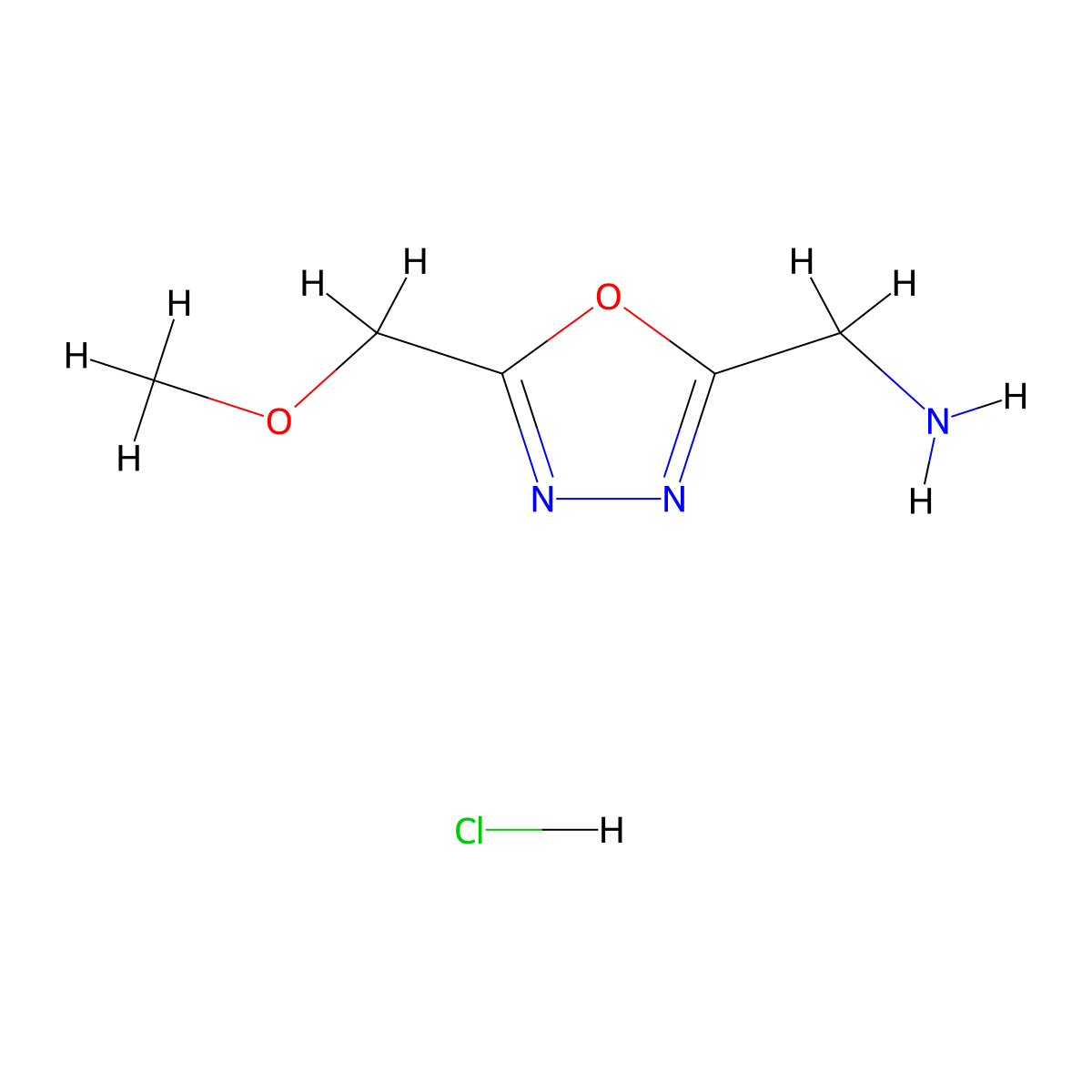 [5-(Methoxymethyl)-1,3,4-oxadiazol-2-yl]methanamine hydrochloride molecular structure, CAS 1384430-86-7