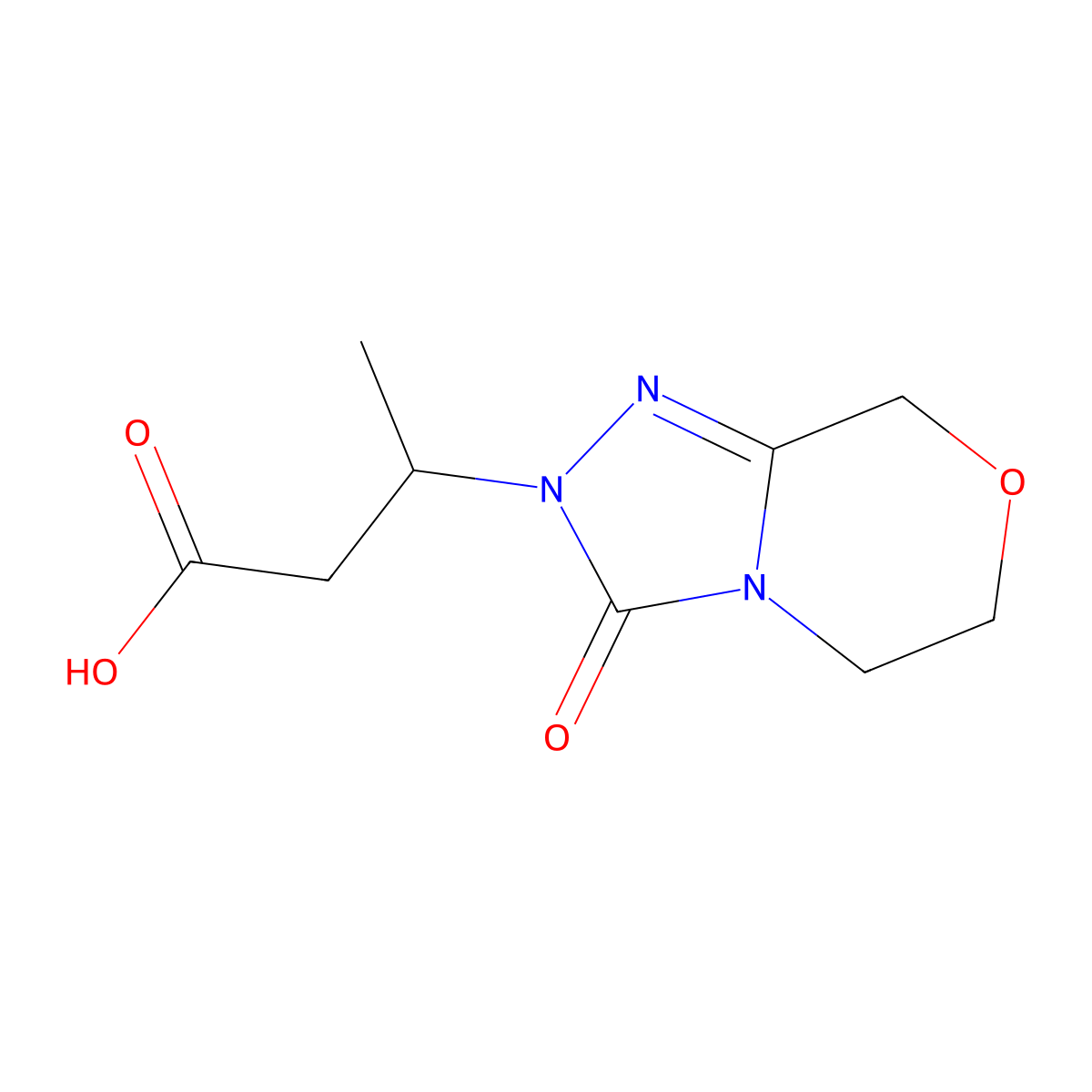 3-{3-oxo-2H,3H,5H,6H,8H-[1,2,4]triazolo[3,4-c]morpholin-2-yl}butanoic acid molecular structure, CAS 1384430-94-7