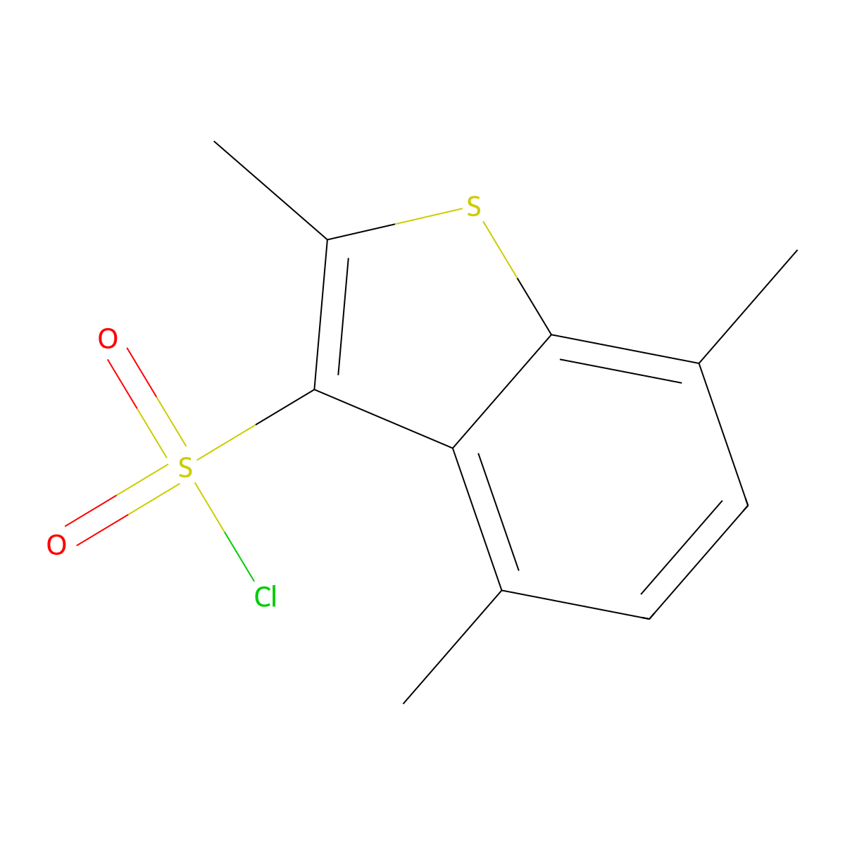 2,4,7-Trimethyl-1-benzothiophene-3-sulfonyl chloride molecular structure, CAS 1384430-95-8