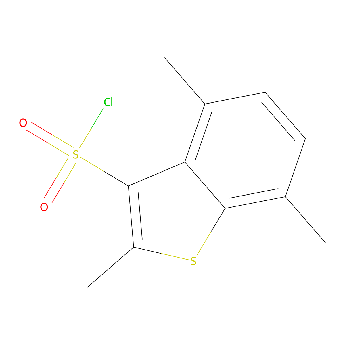 2,4,7-Trimethyl-1-benzothiophene-3-sulfonyl chloride molecular structure, CAS 1384430-95-8