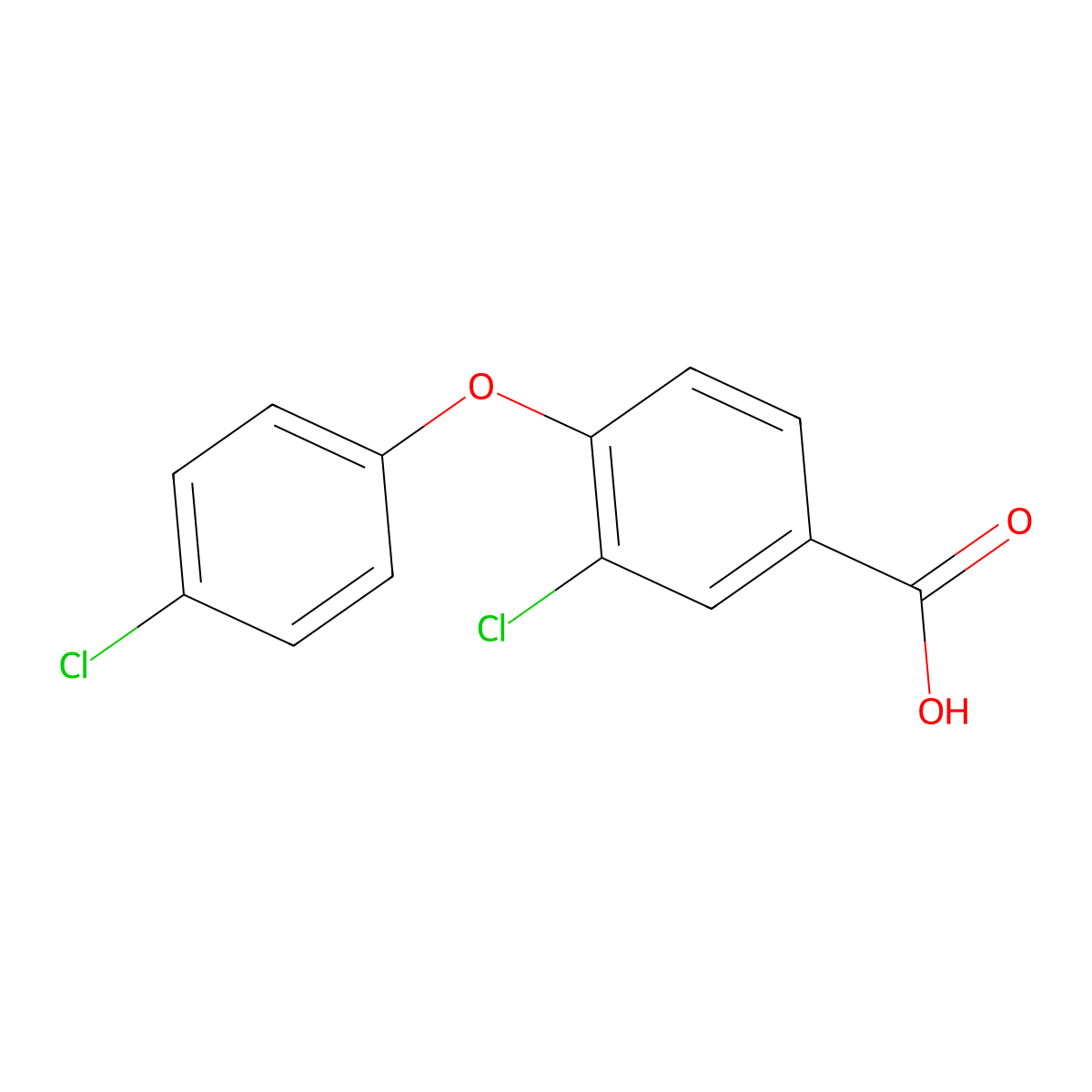 3-Chloro-4-(4-chlorophenoxy)benzoic acid molecular structure, CAS 1384431-04-2