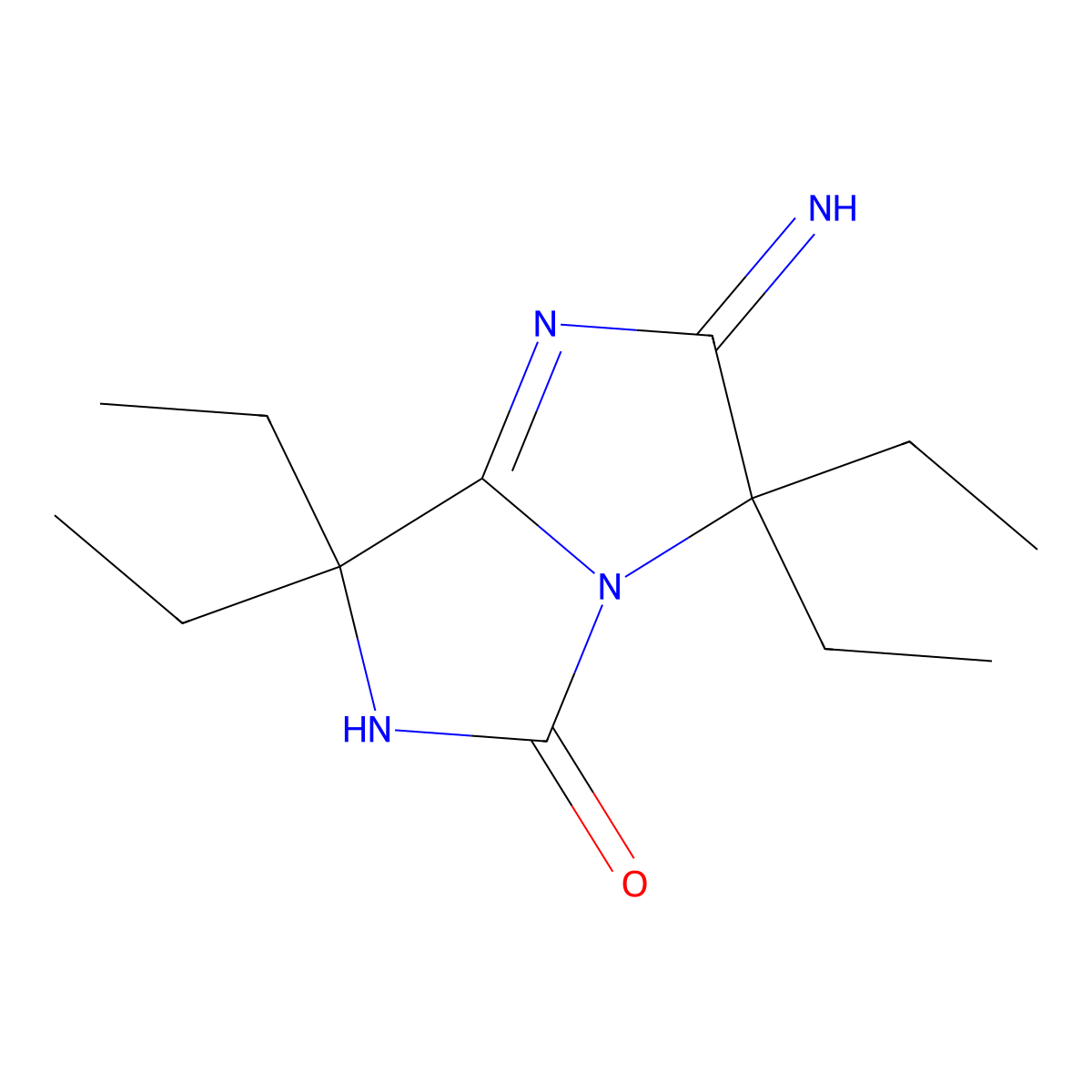 3,3,7,7-tetraethyl-2-imino-2H,3H,5H,6H,7H-imidazo[1,2-c]imidazolidin-5-one molecular structure, CAS 1384431-05-3
