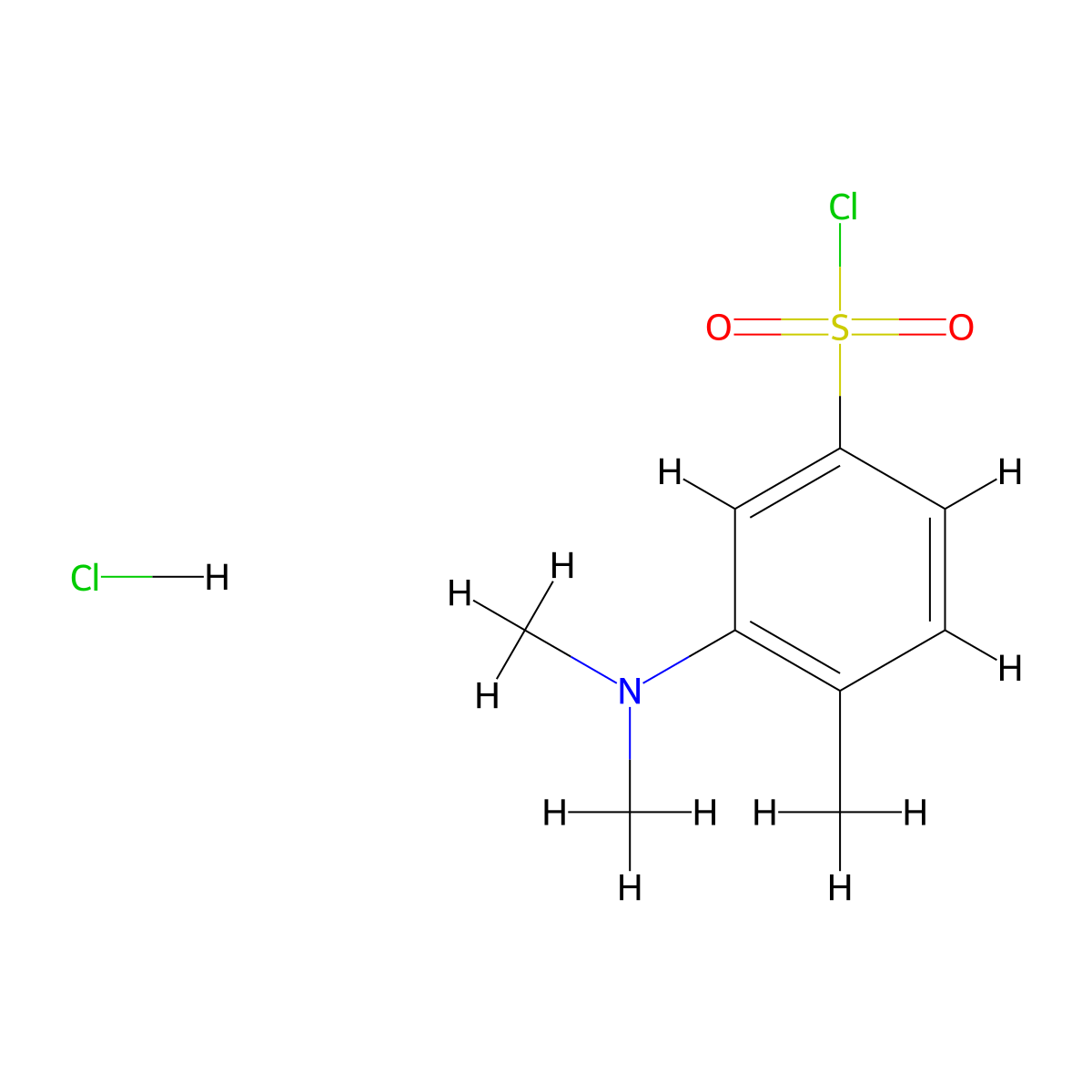3-(Dimethylamino)-4-methylbenzene-1-sulfonyl chloride hydrochloride molecular structure, CAS 1384431-06-4