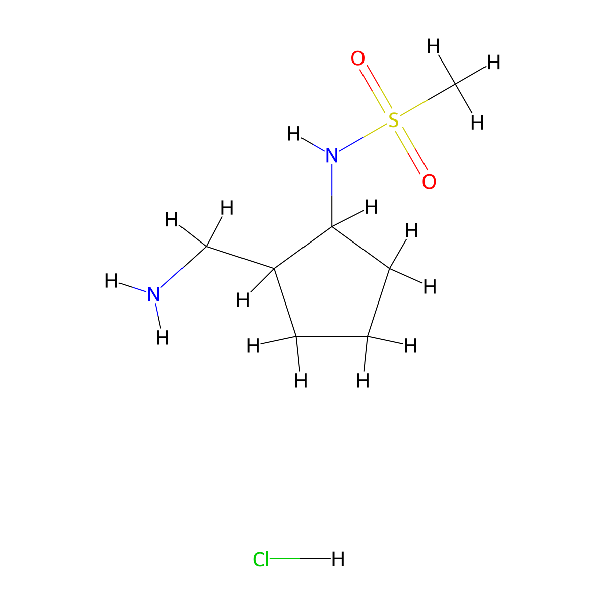 N-(2-(aminomethyl)cyclopentyl)methanesulfonamide hydrochloride molecular structure, CAS 1384431-21-3
