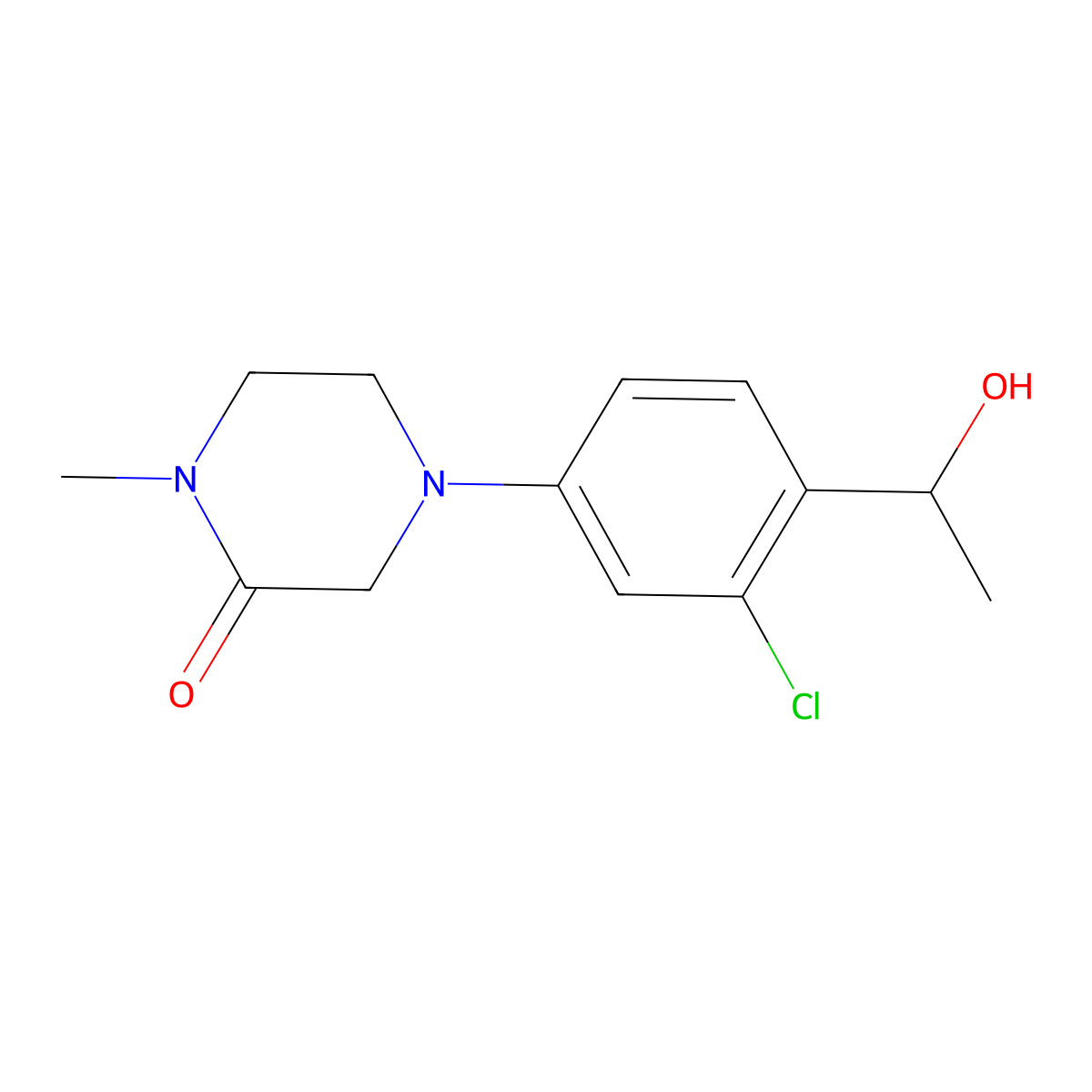 4-[3-Chloro-4-(1-hydroxyethyl)phenyl]-1-methylpiperazin-2-one molecular structure, CAS 1384431-22-4