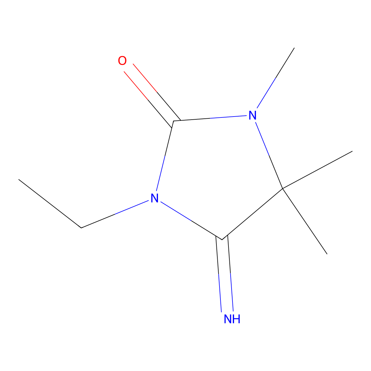2-Imidazolidinone, 1-ethyl-5-imino-3,4,4-trimethyl- molecular structure, CAS 1384431-34-8