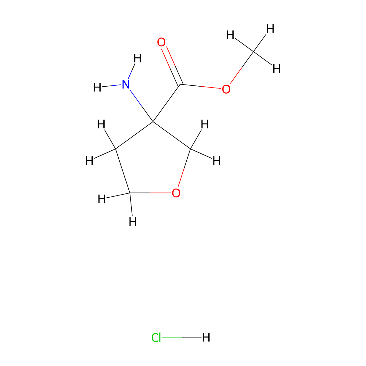 Methyl 3-aminooxolane-3-carboxylate hydrochloride molecular structure, CAS 1384431-37-1