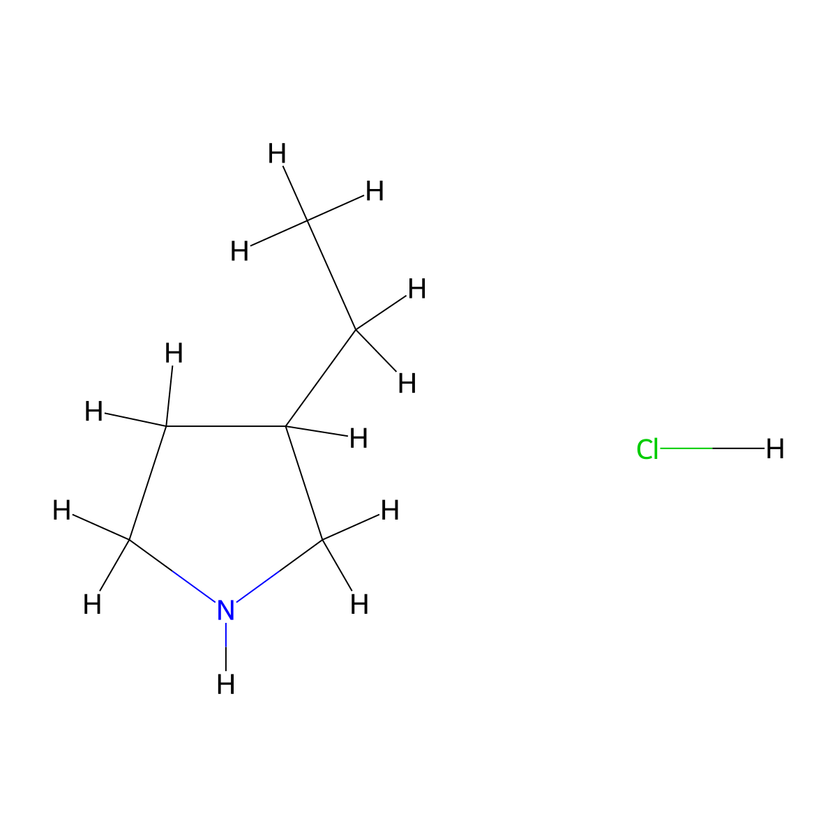 3-Ethylpyrrolidine hydrochloride molecular structure, CAS 1384431-43-9