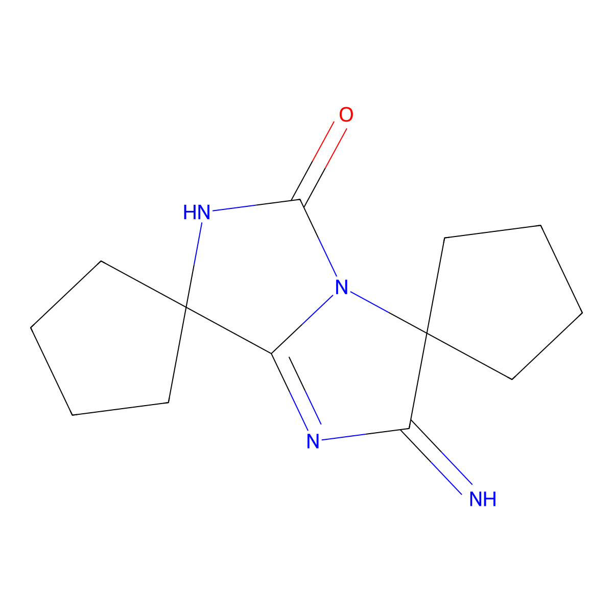 2'-Imino-2'H-dispiro[cyclopentane-1,3'-imidazo[1,5-a]imidazole-7',1''-cyclopentan]-5'(6'H)-one molecular structure, CAS 1384431-46-2