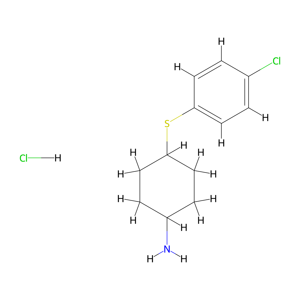 4-[(4-Chlorophenyl)sulfanyl]cyclohexan-1-amine hydrochloride molecular structure, CAS 1384431-48-4