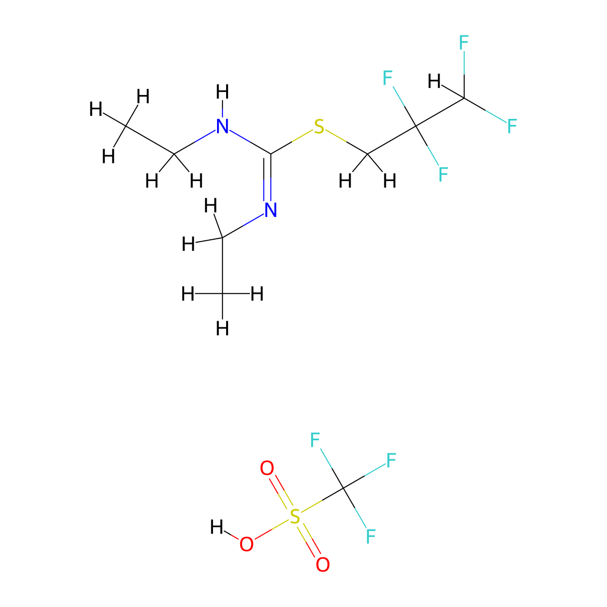 N',N-diethyl[(2,2,3,3-tetrafluoropropyl)sulfanyl]methanimidamide; trifluoromethanesulfonic acid molecular structure, CAS 1384433-82-2
