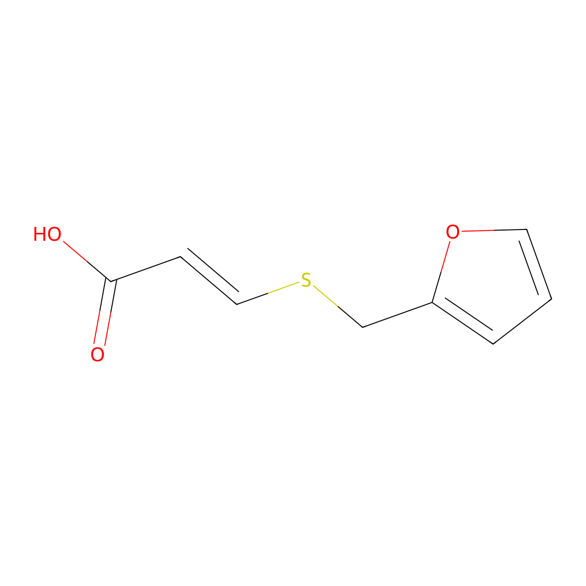 3-[(Furan-2-ylmethyl)sulfanyl]prop-2-enoic acid molecular structure, CAS 1384433-83-3