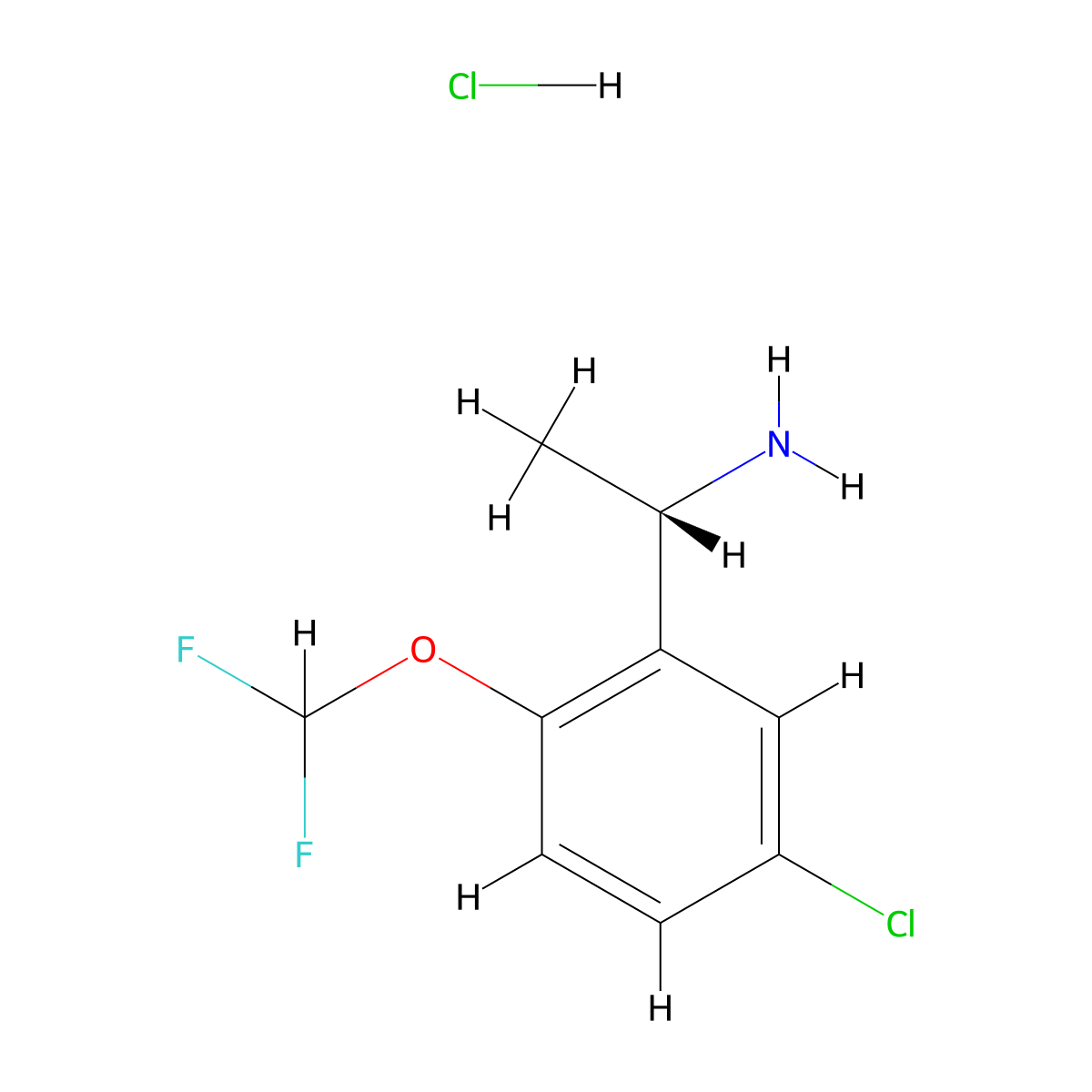 (1S)-1-[5-chloro-2-(difluoromethoxy)phenyl]ethan-1-amine hydrochloride molecular structure, CAS 1384435-40-8