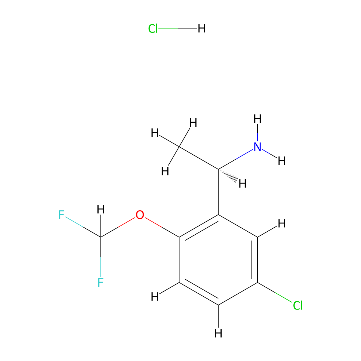 (1R)-1-[5-chloro-2-(difluoromethoxy)phenyl]ethan-1-amine hydrochloride molecular structure, CAS 1384435-42-0