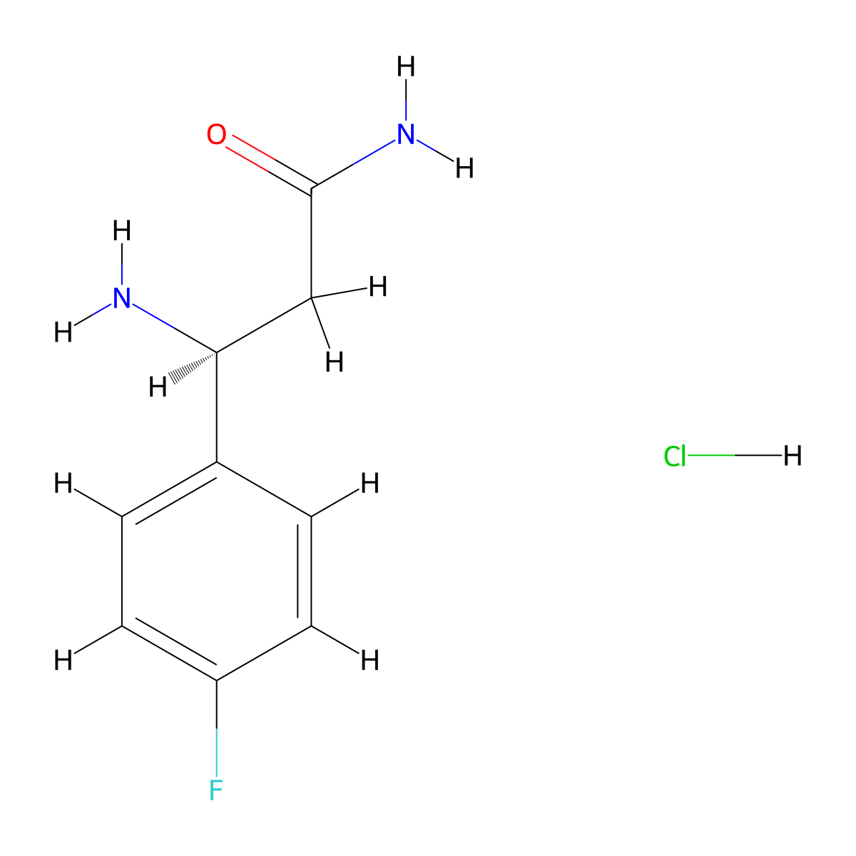 (3S)-3-amino-3-(4-fluorophenyl)propanamide hydrochloride molecular structure, CAS 1384435-44-2