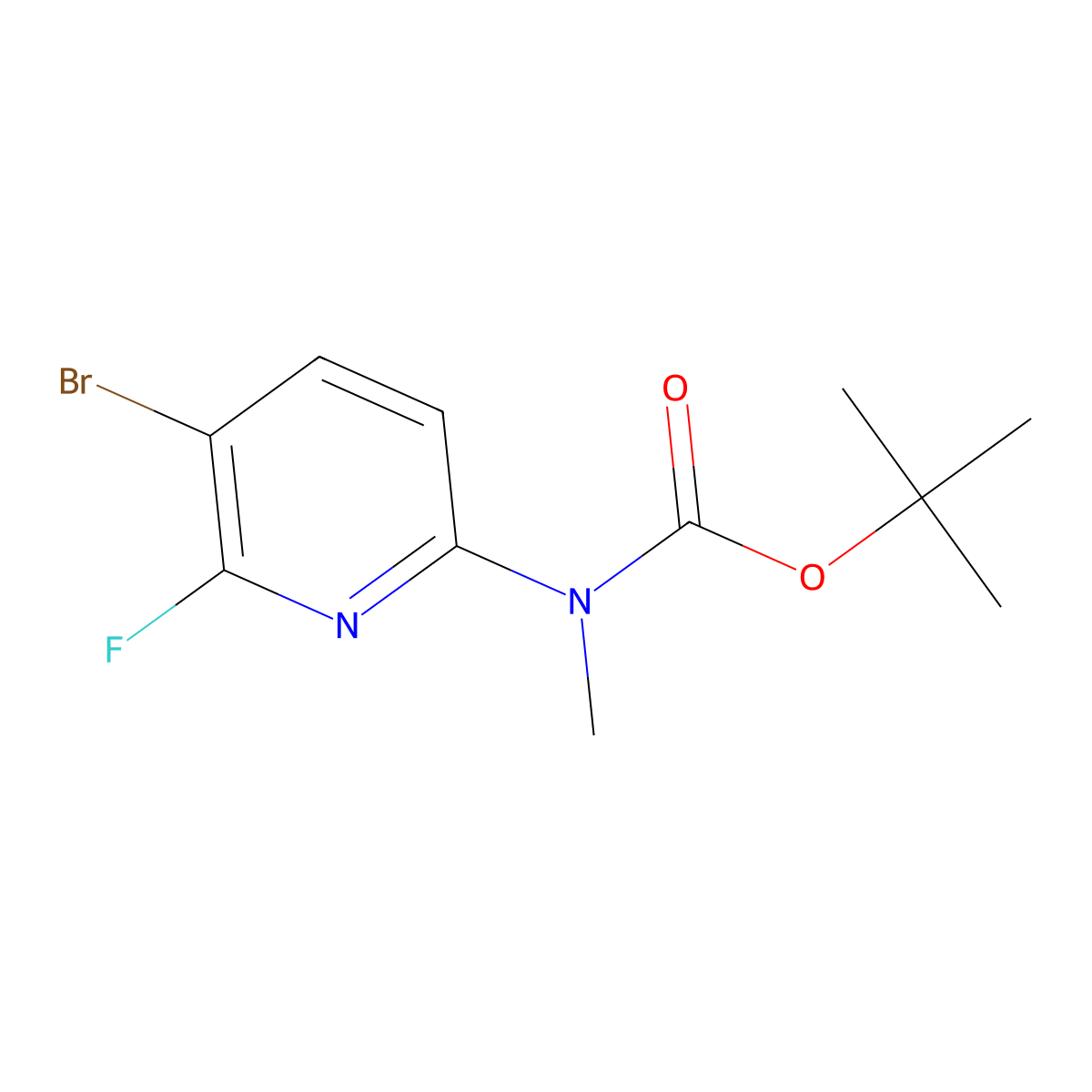 tert-Butyl (5-bromo-6-fluoropyridin-2-yl)(methyl)carbamate molecular structure, CAS 1384435-77-1