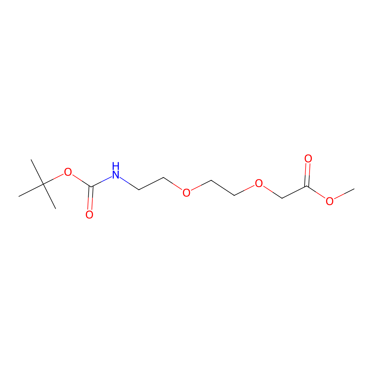 Methyl 12,12-dimethyl-10-oxo-3,6,11-trioxa-9-azatridecanoate molecular structure, CAS 1384441-57-9