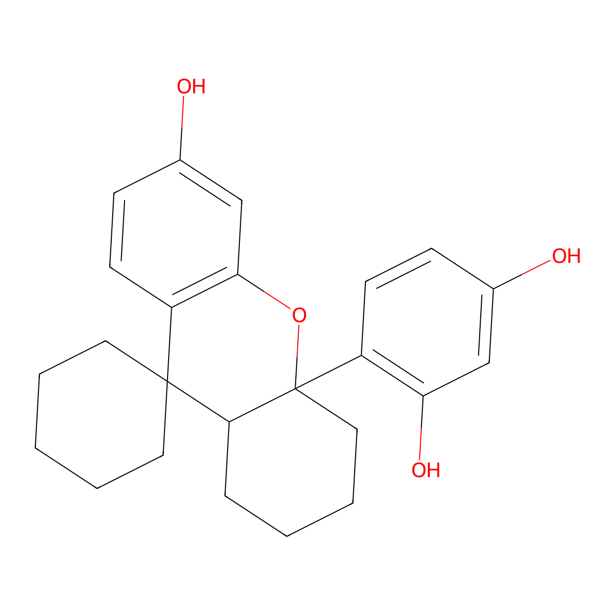 4-(1',3',4',9'a-Tetrahydro-6'-hydroxyspiro(cyclohexane-1,9'-(9H)xanthen)-4'a(2'H)-yl)-1,3-benzenediol molecular structure, CAS 138446-23-8