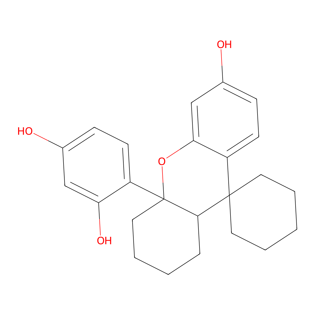 4-(1',3',4',9'a-Tetrahydro-6'-hydroxyspiro(cyclohexane-1,9'-(9H)xanthen)-4'a(2'H)-yl)-1,3-benzenediol molecular structure, CAS 138446-23-8